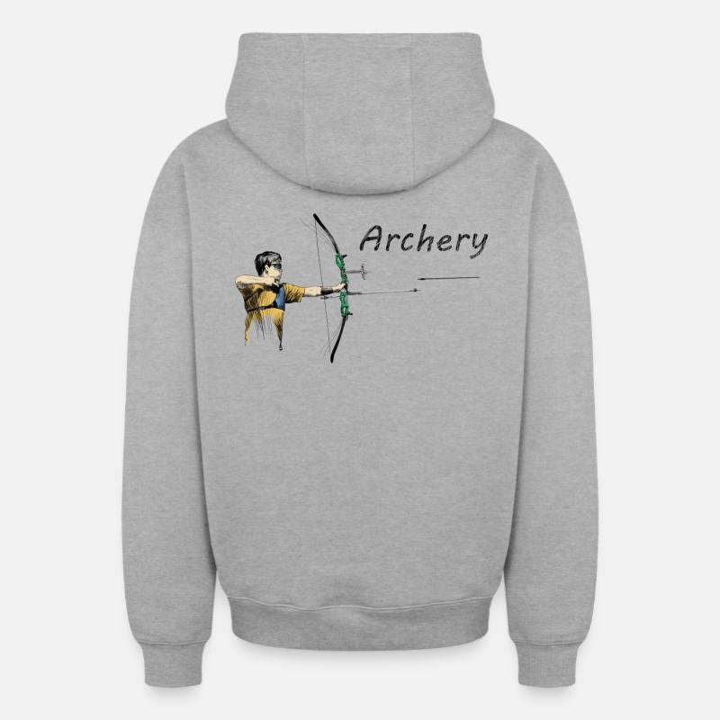Archery - Sweat à capuche unisexe zippé oversize épais SPREAD - gris chiné