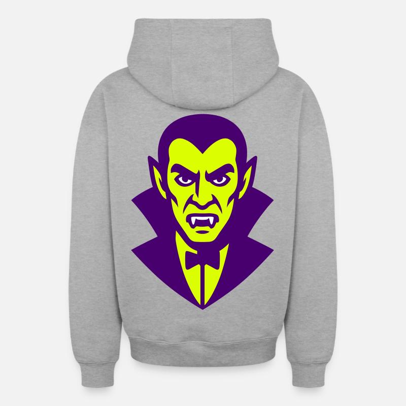Dracula Illustration - Sweat à capuche unisexe zippé oversize épais SPREAD - gris chiné