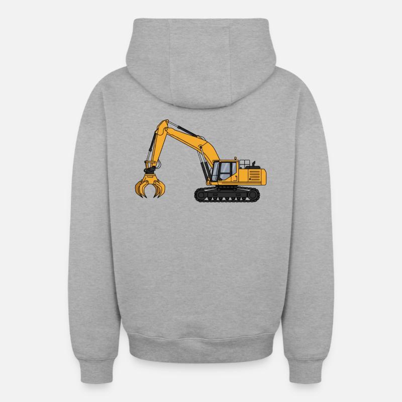 Bagger Baggerfahrer Baustelle  - Oversized Heavyweight Unisex Zip Hoodie - Grau meliert
