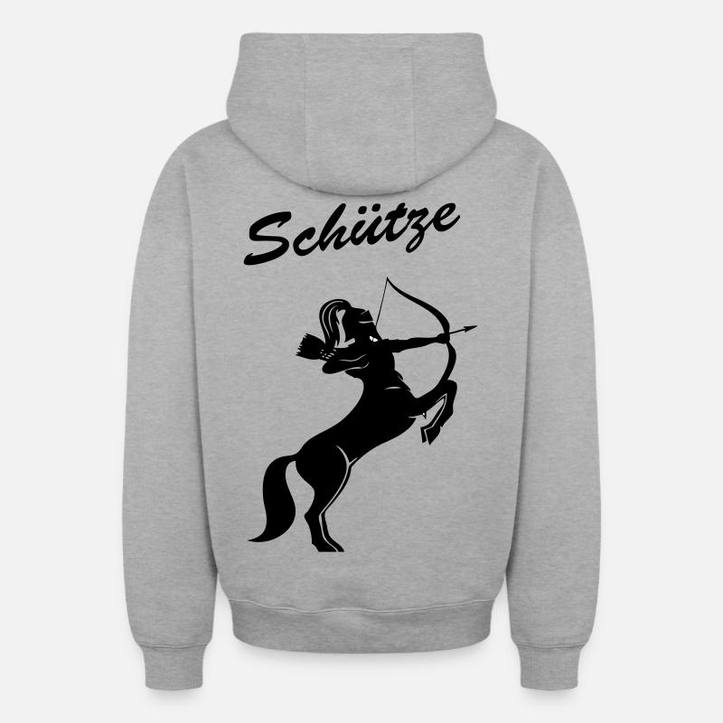 Schütze - Oversized Heavyweight Unisex Zip Hoodie - Grau meliert