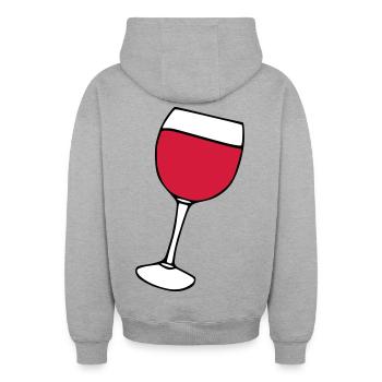 Rotwein im Glas - Oversized Heavyweight Unisex Zip Hoodie - Grau meliert - Hinten - AI Model Male 185 dark (185cm)