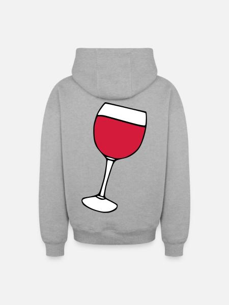 Rotwein im Glas - Oversized Heavyweight Unisex Zip Hoodie - Grau meliert