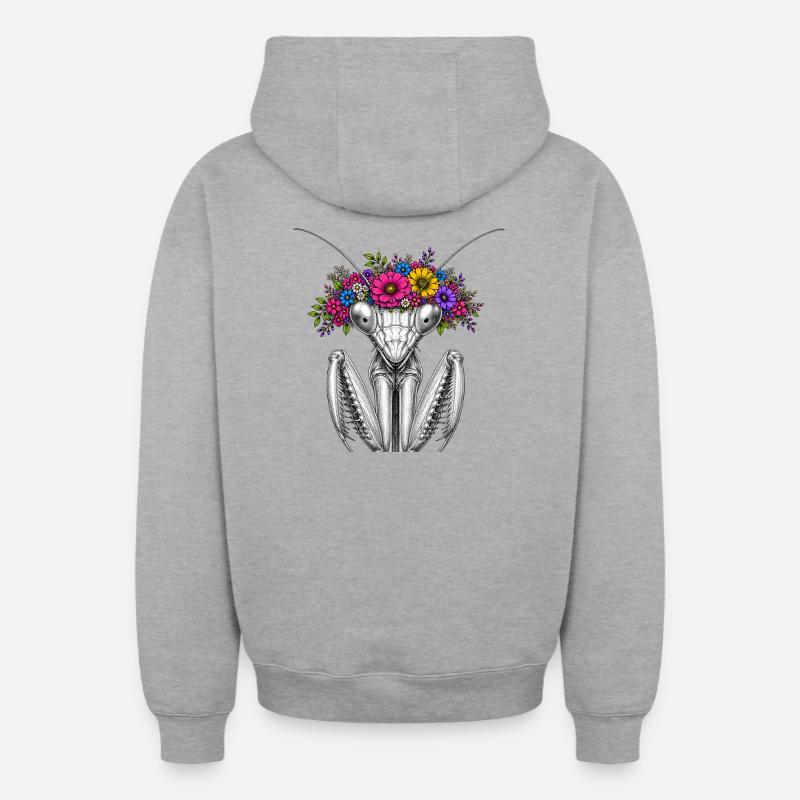 Blütenkranz Mantispin - Oversized Heavyweight Unisex Zip Hoodie - Grau meliert