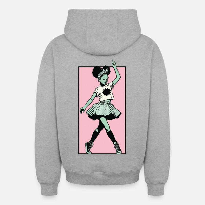 Danseuse #7 - Sweat à capuche unisexe zippé oversize épais SPREAD - gris chiné