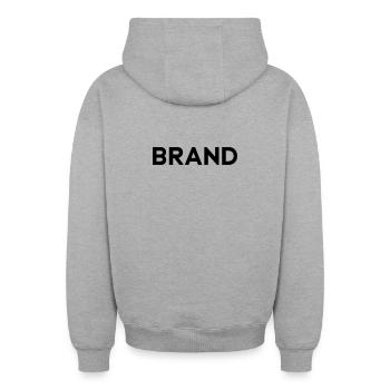 Design de marque, Marques, Type, Typographie, Déclaration - Sweat à capuche unisexe zippé oversize épais SPREAD - gris chiné - Dos - AI Model Male 185 dark (185cm)