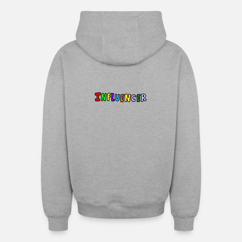 influenceur - Sweat à capuche unisexe zippé oversize épais SPREAD - gris chiné