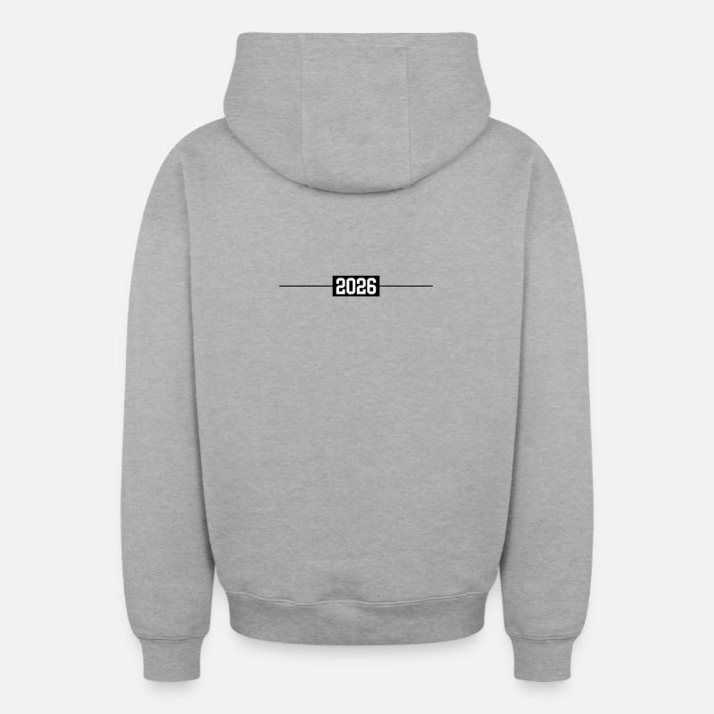 2026 - Sweat à capuche unisexe zippé oversize épais SPREAD - gris chiné