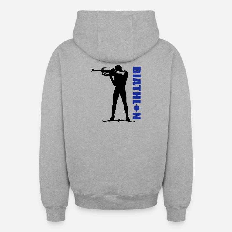 Biathlon - Sweat à capuche unisexe zippé oversize épais SPREAD - gris chiné