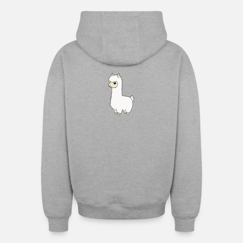 Lama - Sweat à capuche unisexe zippé oversize épais SPREAD - gris chiné