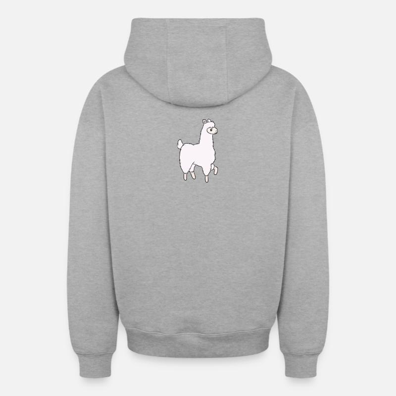 Lama - Sweat à capuche unisexe zippé oversize épais SPREAD - gris chiné