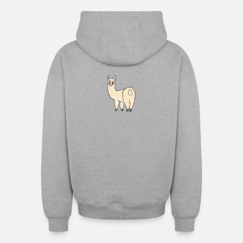 lama - Sweat à capuche unisexe zippé oversize épais SPREAD - gris chiné