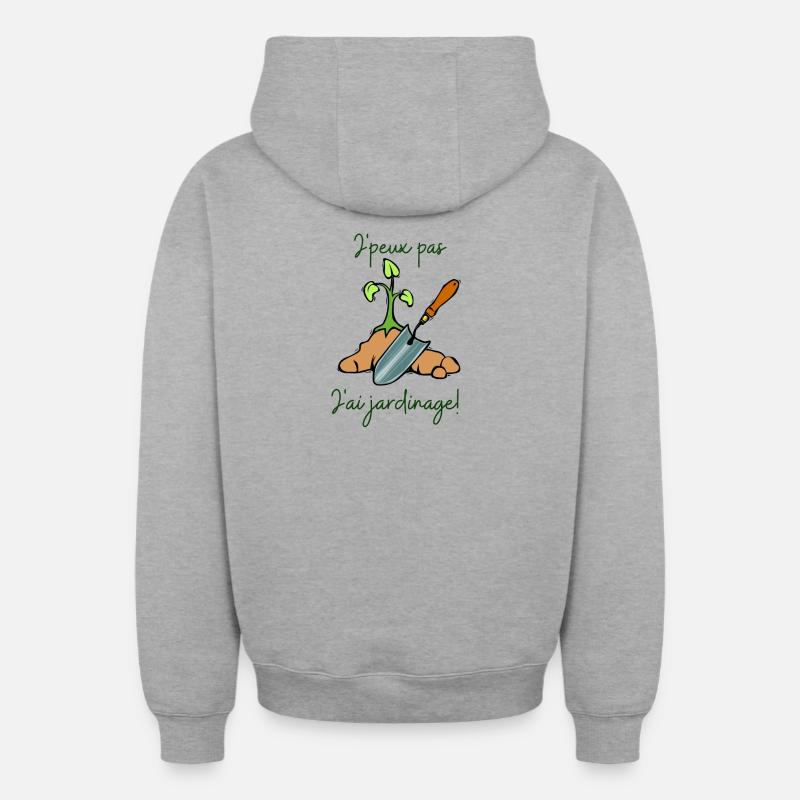 Je peux pas j'ai jardinage - Sweat à capuche unisexe zippé oversize épais SPREAD - gris chiné