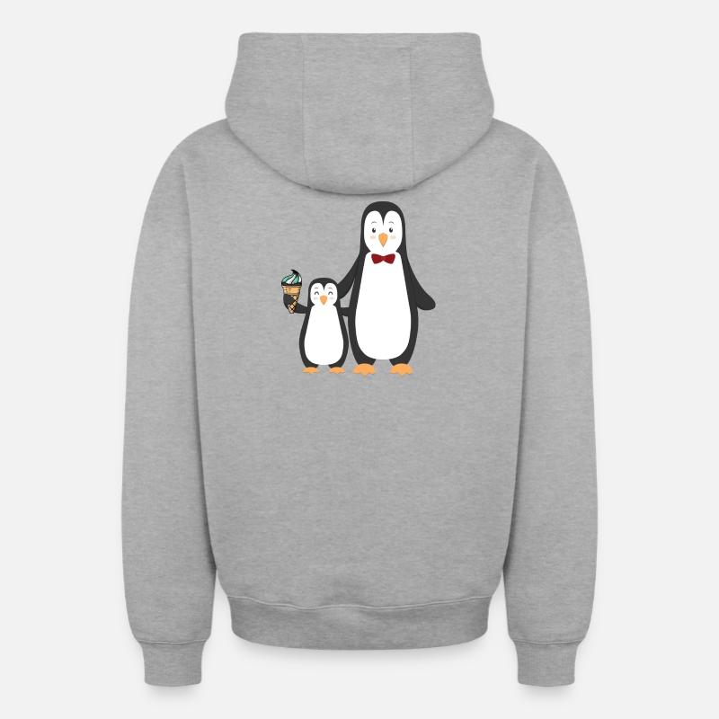 Pinguin Pinguine mit Eis - Oversized Heavyweight Unisex Zip Hoodie - Grau meliert