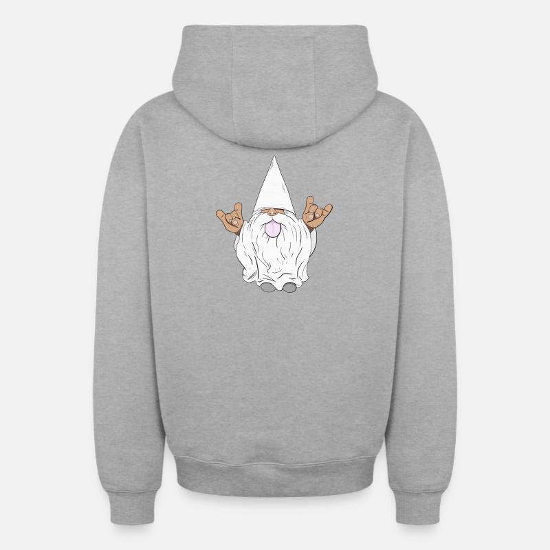 Gnome Rock - Sweat à capuche unisexe zippé oversize épais SPREAD - gris chiné