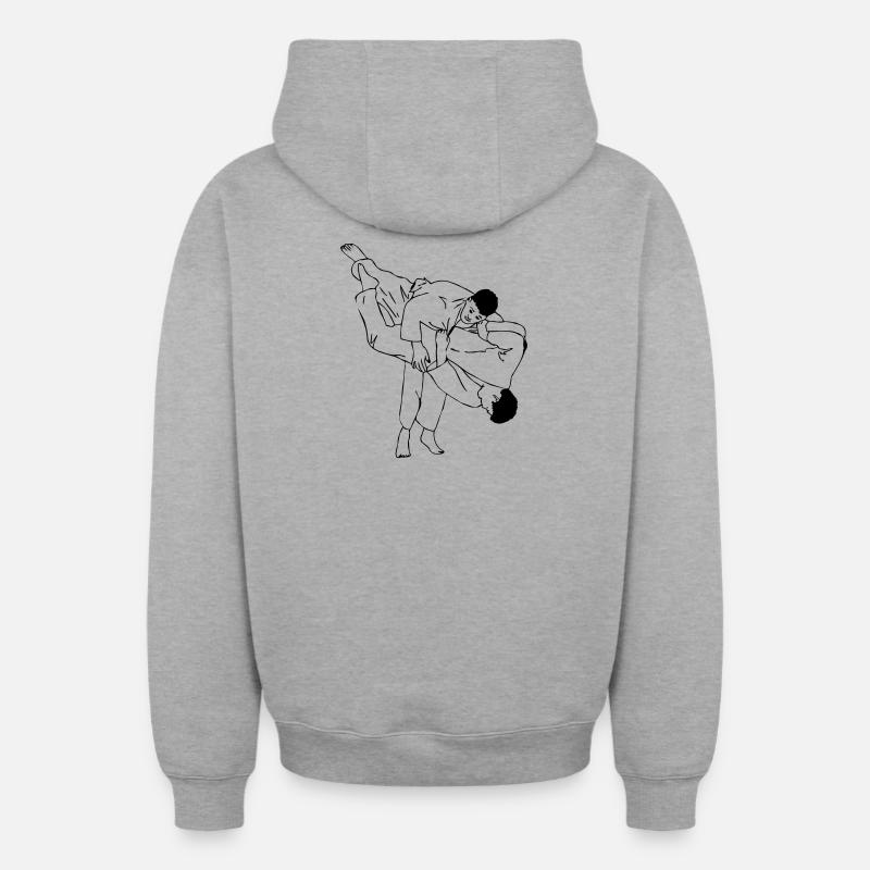 Lancer de judo masculin - Sweat à capuche unisexe zippé oversize épais SPREAD - gris chiné