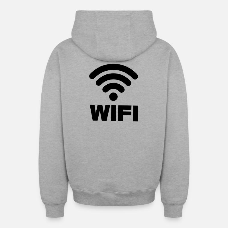 Connexion WIFI - Sweat à capuche unisexe zippé oversize épais SPREAD - gris chiné