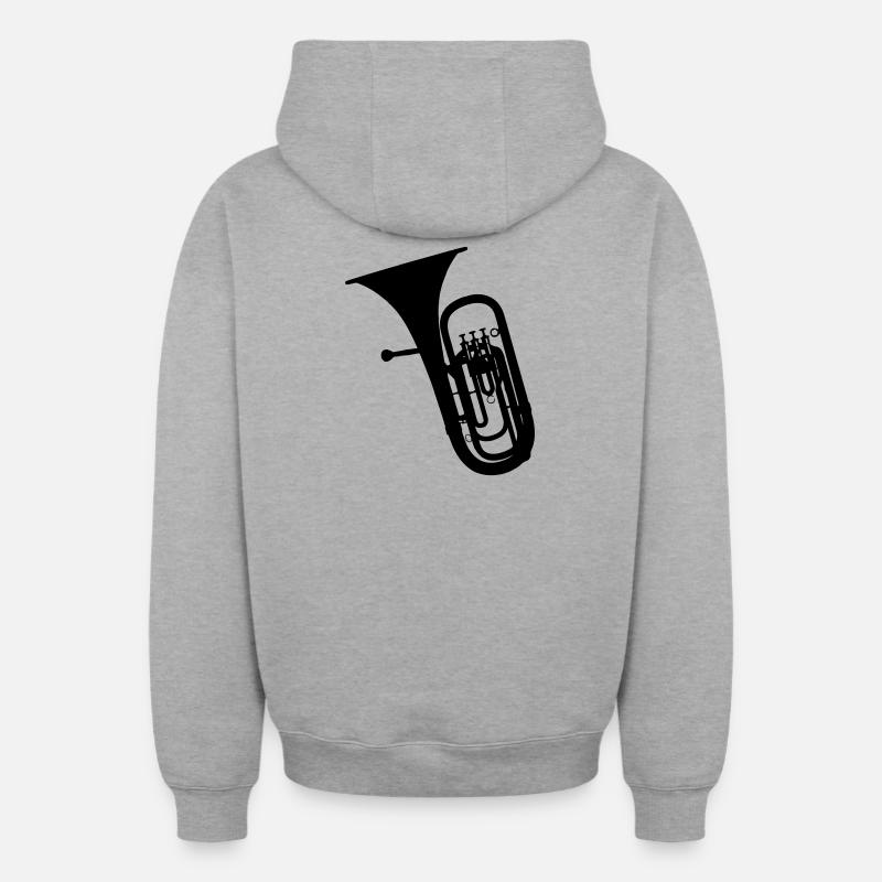 Instrument à vent tuba - Sweat à capuche unisexe zippé oversize épais SPREAD - gris chiné