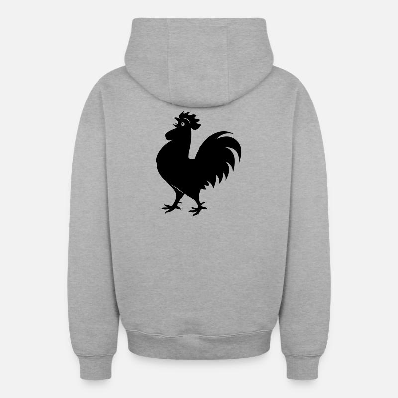 Figure d’ombre de coq - Sweat à capuche unisexe zippé oversize épais SPREAD - gris chiné