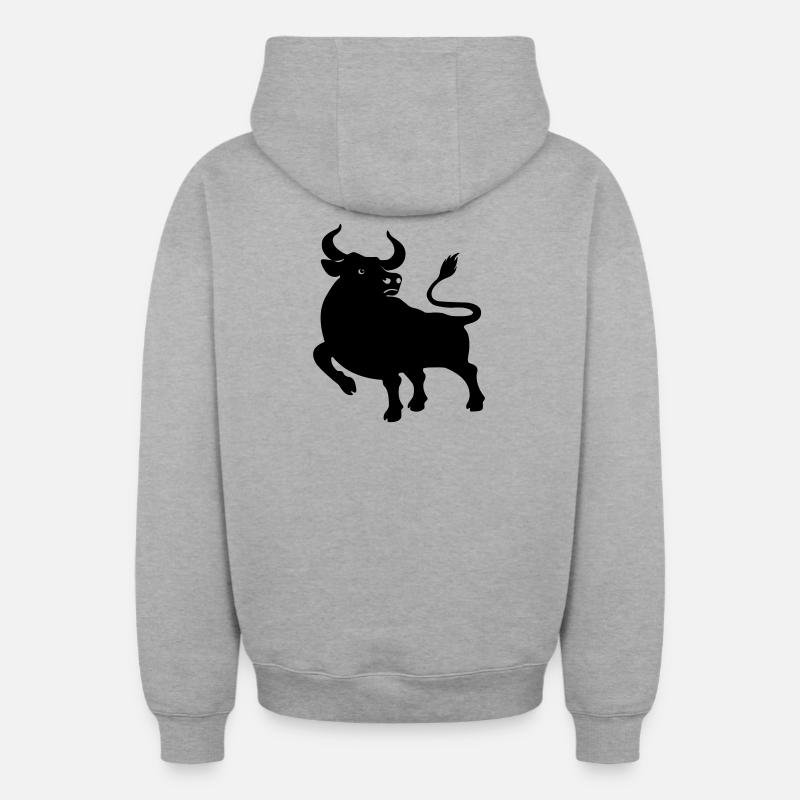 Figure d’ombre Os - Sweat à capuche unisexe zippé oversize épais SPREAD - gris chiné