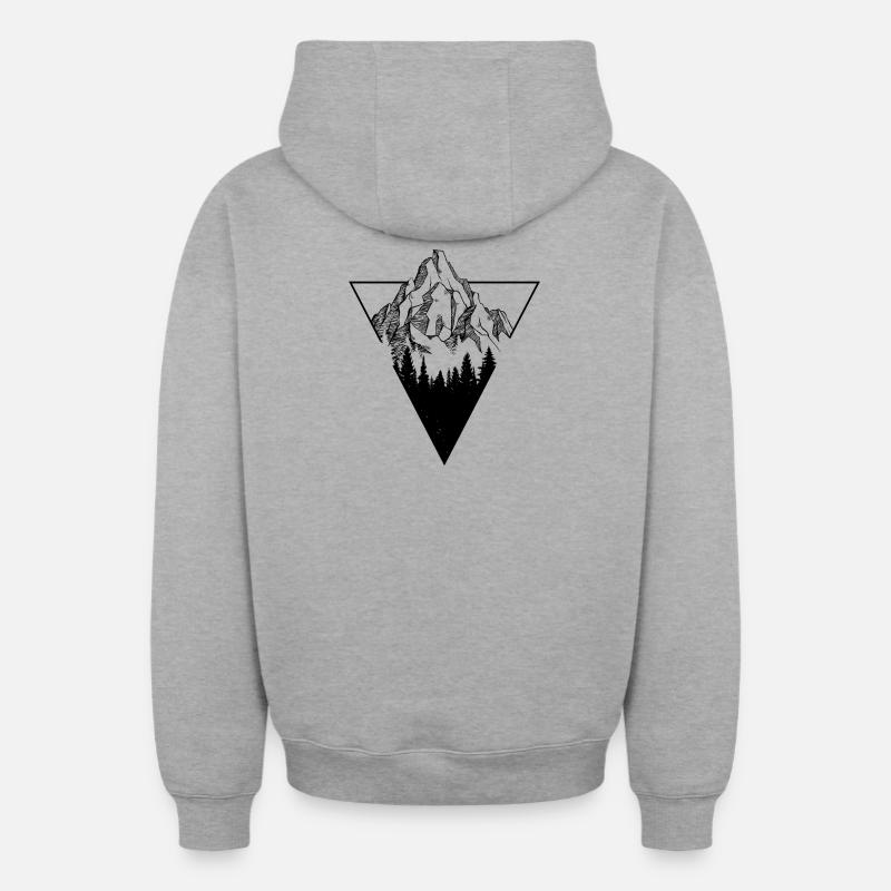 Berg - Oversized Heavyweight Unisex Zip Hoodie - Grau meliert