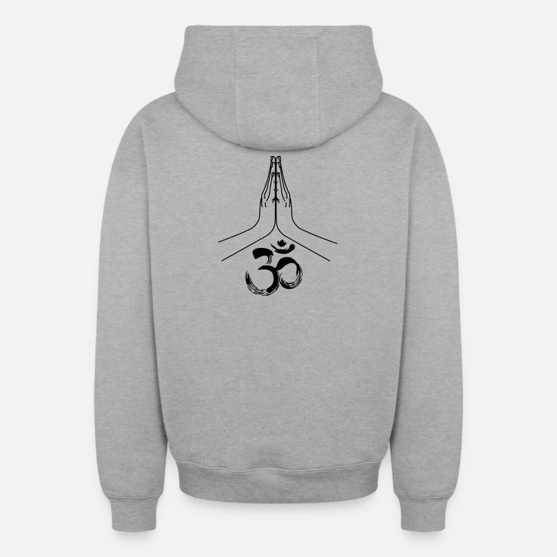 Namaste ohm - Sweat à capuche unisexe zippé oversize épais SPREAD - gris chiné