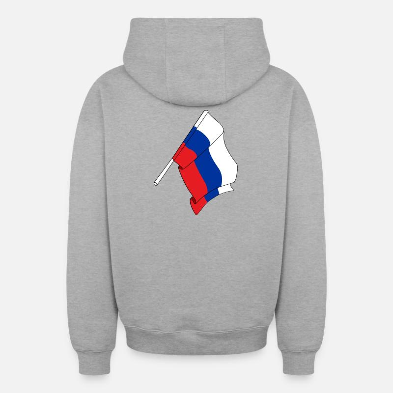 Drapeau Russie - Sweat à capuche unisexe zippé oversize épais SPREAD - gris chiné