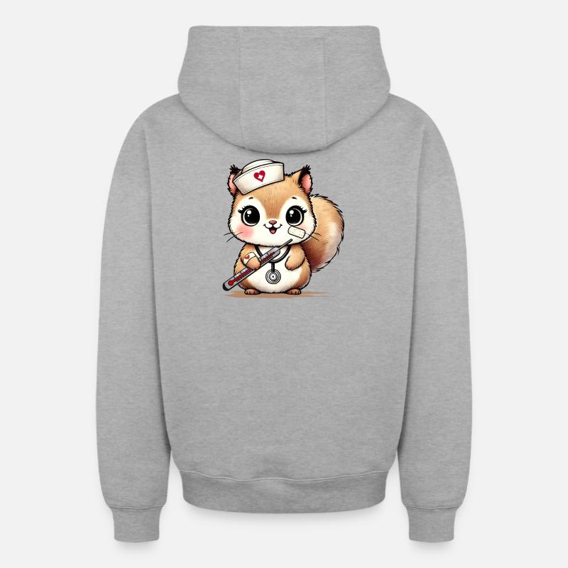 Bezauberndes Eichhörnchen als Krankenschwester - Oversized Heavyweight Unisex Zip Hoodie - Grau meliert