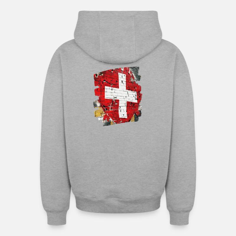 Pavillon suisse Suisse - Sweat à capuche unisexe zippé oversize épais SPREAD - gris chiné