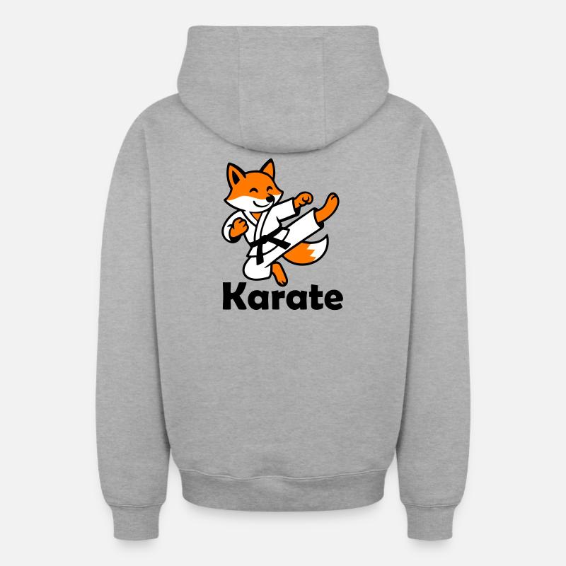 Karaté Renard - Sweat à capuche unisexe zippé oversize épais SPREAD - gris chiné