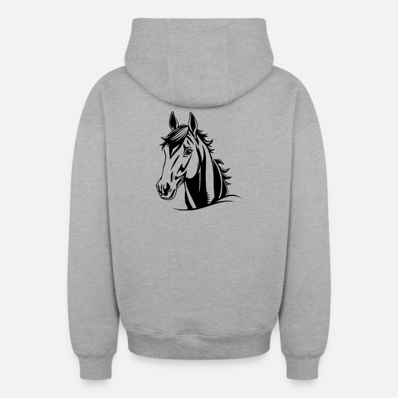 Cheval Chevaux Cadeau - Sweat à capuche unisexe zippé oversize épais SPREAD - gris chiné