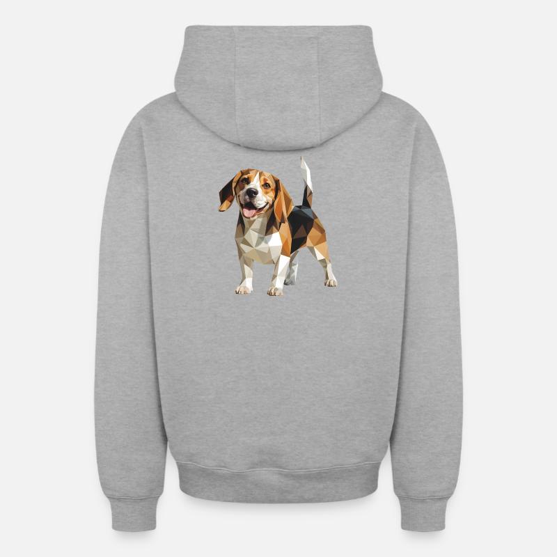 Beagle - Cooles Low Poly Logo - Oversized Heavyweight Unisex Zip Hoodie - Grau meliert
