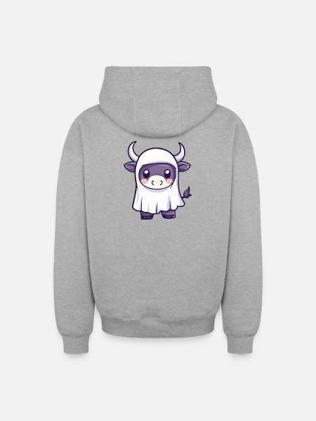 Stier Halloween Geist - Oversized Heavyweight Unisex Zip Hoodie - Grau meliert