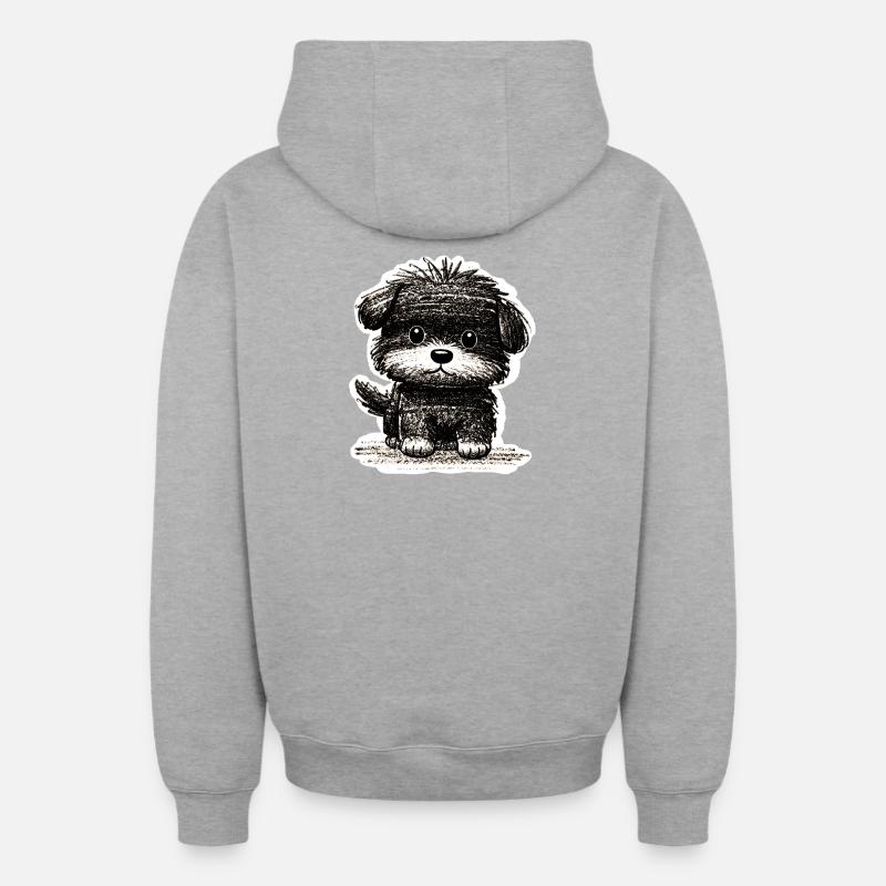 Chiot flou (gris) - Sweat à capuche unisexe zippé oversize épais SPREAD - gris chiné