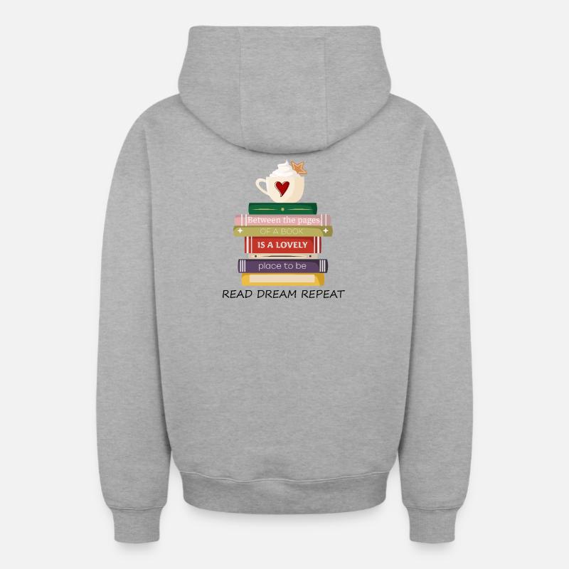 Livres - Sweat à capuche unisexe zippé oversize épais SPREAD - gris chiné
