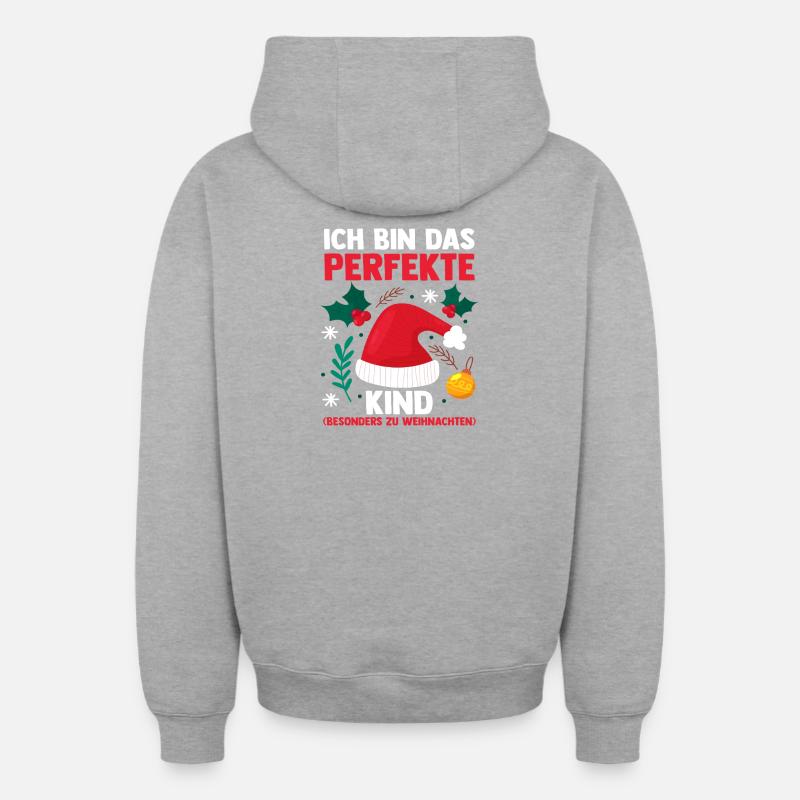 Noël du Père Noël - Sweat à capuche unisexe zippé oversize épais SPREAD - gris chiné