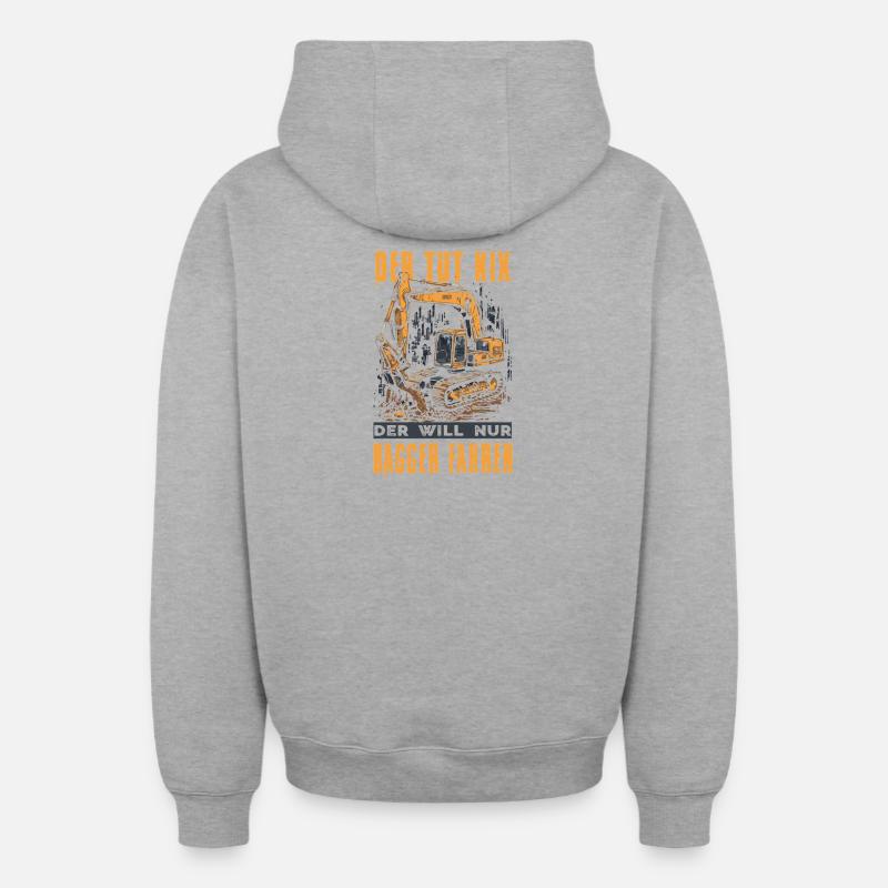 Baggerfahrer Geschenke Baggerführer Baustelle - Oversized Heavyweight Unisex Zip Hoodie - Grau meliert