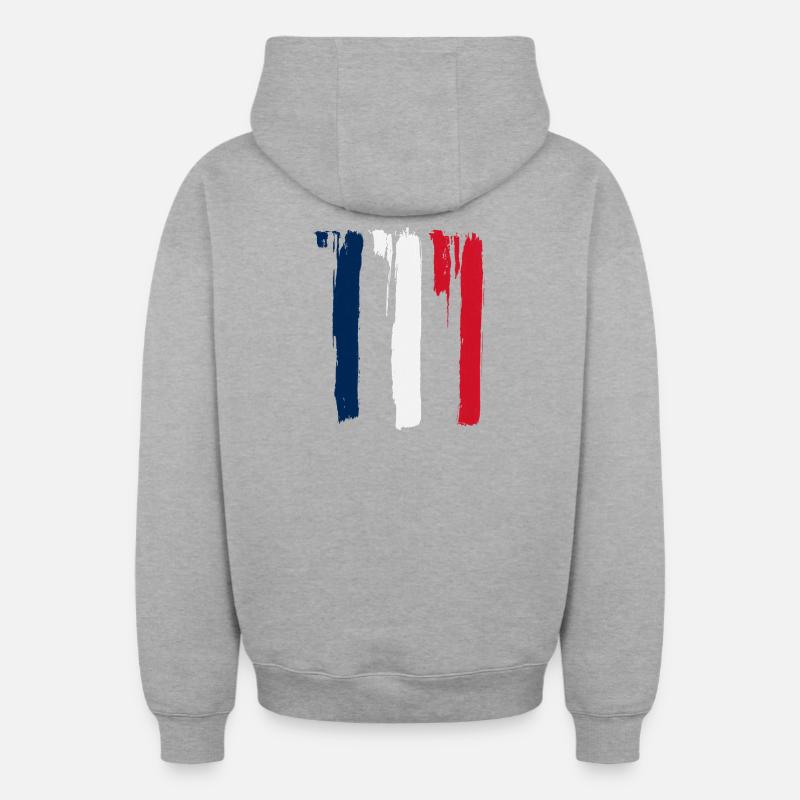 Franches de France - Sweat à capuche unisexe zippé oversize épais SPREAD - gris chiné