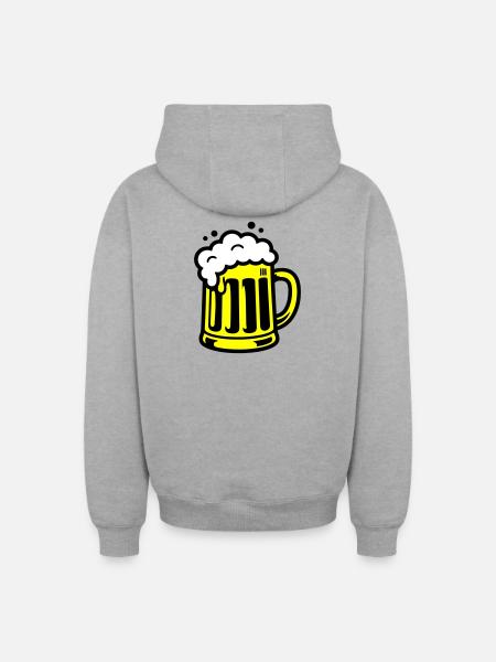 Bier Bierkrug Symbol - Oversized Heavyweight Unisex Zip Hoodie - Grau meliert
