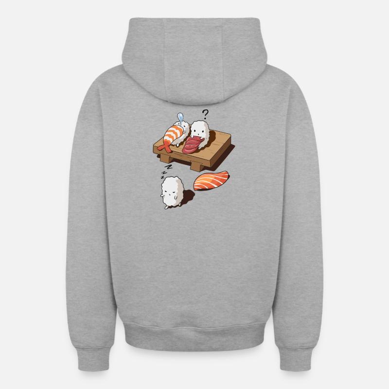 Rêver de sushi - Sweat à capuche unisexe zippé oversize épais SPREAD - gris chiné