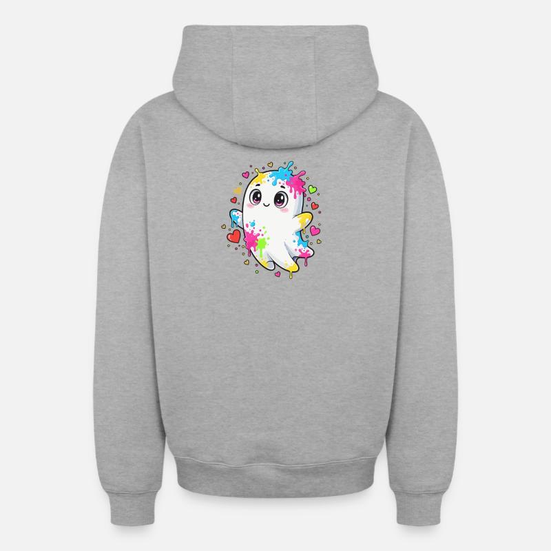Kunterbunter Farbgeist - Sweat à capuche unisexe zippé oversize épais SPREAD - gris chiné