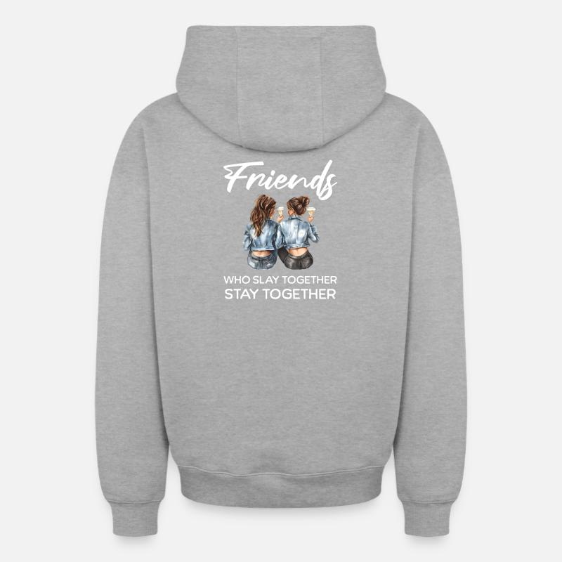 Les amis tuent ensemble - Sweat à capuche unisexe zippé oversize épais SPREAD - gris chiné