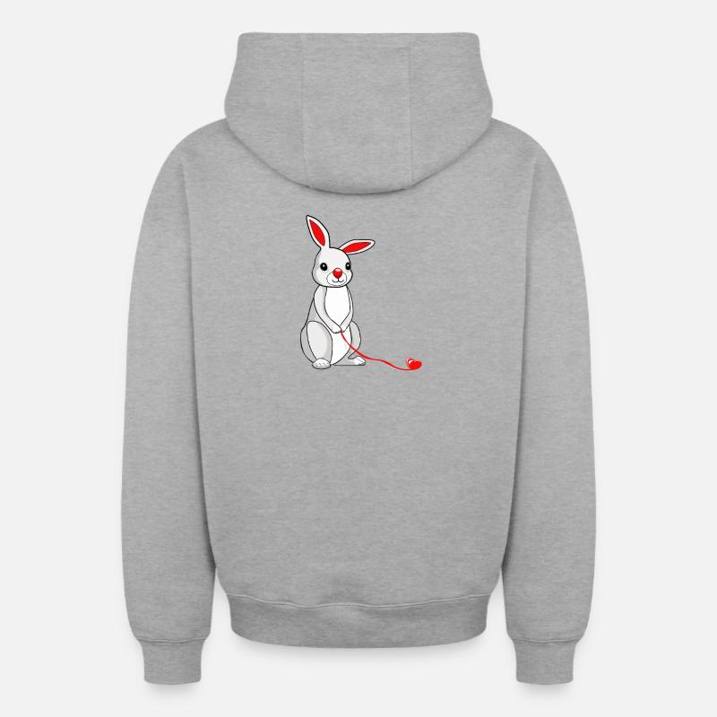 Rabbit - Sweat à capuche unisexe zippé oversize épais SPREAD - gris chiné