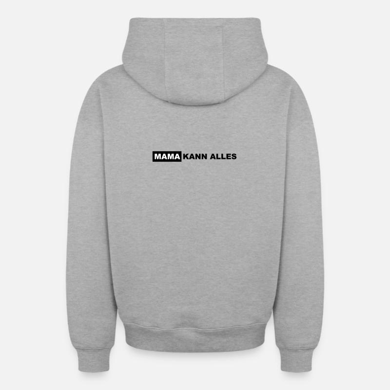 Maman sait tout faire Lettrage - Sweat à capuche unisexe zippé oversize épais SPREAD - gris chiné