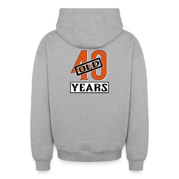 40 years old forty birthday - Oversized Heavyweight Unisex Zip Hoodie - Grau meliert - Hinten - AI Model Male 185 dark (185cm)