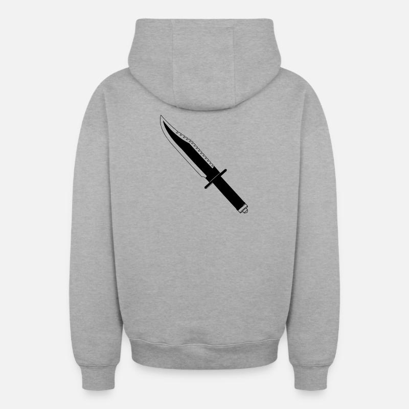 Survie au couteau - Sweat à capuche unisexe zippé oversize épais SPREAD - gris chiné