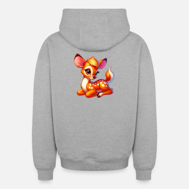 Faon - Sweat à capuche unisexe zippé oversize épais SPREAD - gris chiné