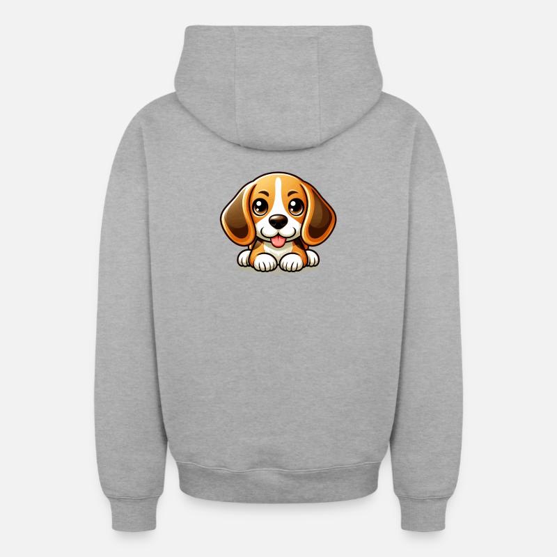 Mignon Chien Beagle - Sweat à capuche unisexe zippé oversize épais SPREAD - gris chiné