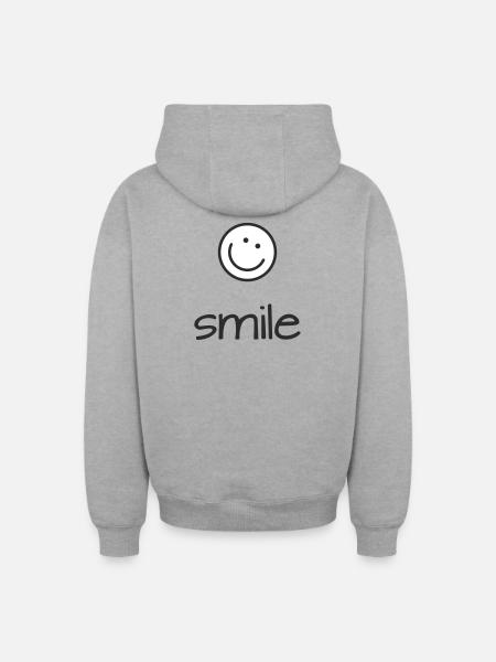 Smile Symbol Font - Oversized Heavyweight Unisex Zip Hoodie - heather grey