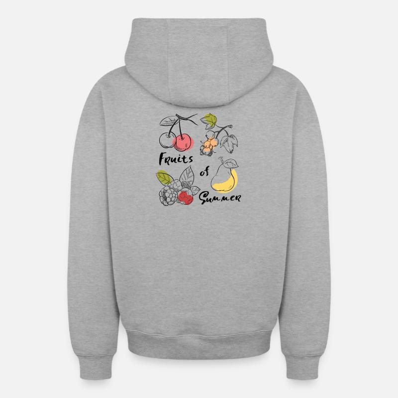 Fruits de l’été - Sweat à capuche unisexe zippé oversize épais SPREAD - gris chiné