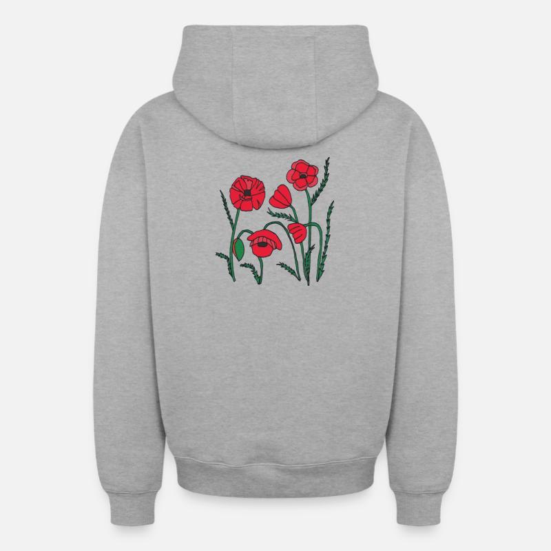 Graines de pavot - Sweat à capuche unisexe zippé oversize épais SPREAD - gris chiné